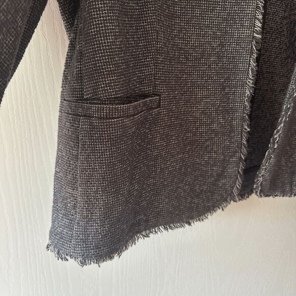 Ann Taylor Raw Hem Tweed Blazer Gray Office Work School Plus Size 16 - Picture 4 of 7